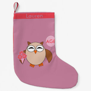 Petite Chaussette De Noël Âge Personnalisé Anniversaire Chouette Stocker