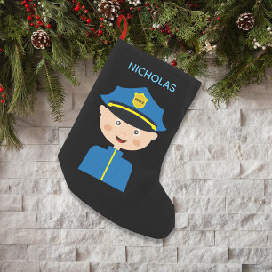 Petite Chaussette De Noël Agent de police - application de la loi - dessin