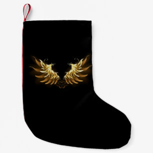 Petite Chaussette De Noël Ailes d'Ange d'or sur arrière - plan noir