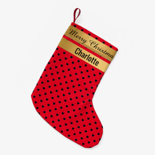 Petite Chaussette De Noël AIMER COEURS Rouge Noël Stocker OR