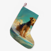 Petite Chaussette De Noël Airedale Beach Surf Peinture (Devant (Accrochage))