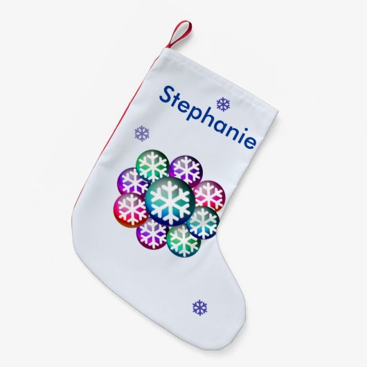 Petite Chaussette De Noël Ajouter un nom Snowflake Christmas Stocking (Devant (Accrochage))