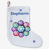 Petite Chaussette De Noël Ajouter un nom Snowflake Christmas Stocking (Devant)