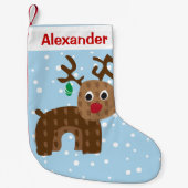 Petite Chaussette De Noël Ajouter un renne de nom (Devant)