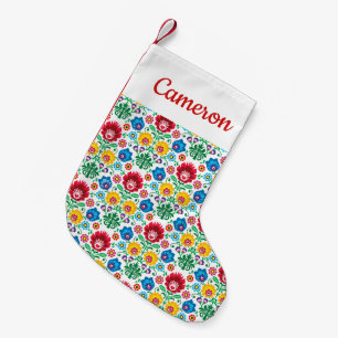 Petite Chaussette De Noël Ajoutez votre motif   floral nommé d'art populair