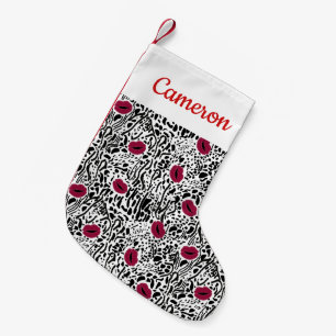 Petite Chaussette De Noël Ajoutez votre motif   moderne nommé des lèvres B&W