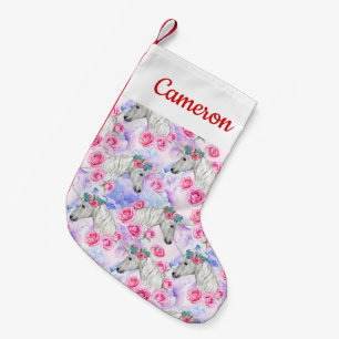 Petite Chaussette De Noël Ajoutez votre motifs nommé de licornes et de rose
