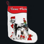 Petite Chaussette De Noël Ajoutez Votre Nom Double Face Père Noël Animaux<br><div class="desc">Adorable réserve de Noël vous ajoutez votre nom,  à cette collection d'animaux de compagnie à Santa Hats,  A grand Dane,  Parrot,  chat,  lapin,  iguane,  souris et bulldog - double face Ajouter nom ou message sur les deux côtés</div>