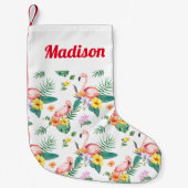 Petite Chaussette De Noël Ajoutez votre nom | Flamant rose rose (Devant)