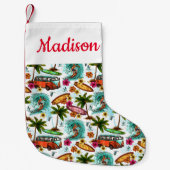 Petite Chaussette De Noël Ajoutez votre nom | Surf City (Devant)