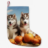 Petite Chaussette De Noël Alaskan Malamute Chiot Automne Citrouille délice (Devant)