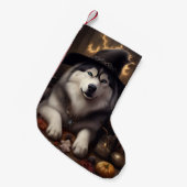Petite Chaussette De Noël Alaskan Malamute Citrouilles Halloween effrayant (Devant (Accrochage))