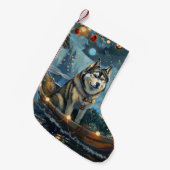 Petite Chaussette De Noël Alaskan Malamute Noël Festive Voyage (Devant (Accrochage))