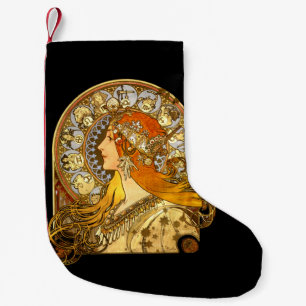 Petite Chaussette De Noël Alfonse Mucha Zodiac Art nouveau femme
