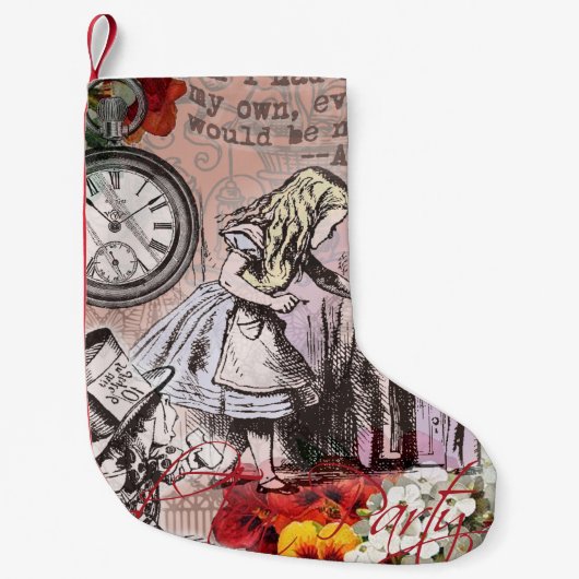Petite Chaussette De Noël Alice rideau absurde merveilleuse (Devant)