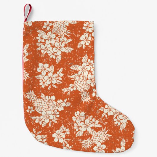 Petite Chaussette De Noël Aloha Spirit : Hibiscus-Ananas Harmonie. (Devant)