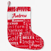 Petite Chaussette De Noël Alphabet phonétique Festive Rouge et Blanc (Devant)
