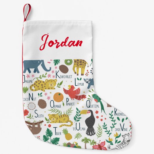 Petite Chaussette De Noël Alphabet tropical pour enfants (Devant)