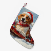 Petite Chaussette De Noël American English Foxhound dans Sledge Christmas (Devant (Accrochage))