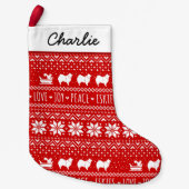 Petite Chaussette De Noël American Eskimo Chiens Noël Eskies vacances (Devant)