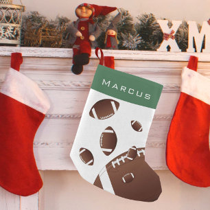 Petite Chaussette De Noël American Football Balls Green Kids Nom