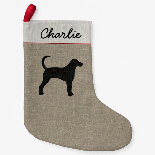 Petite Chaussette De Noël American Foxhound Silhouette Chien vacances Custom (Devant)