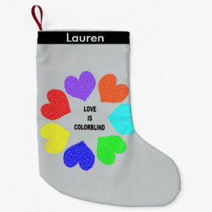 Petite Chaussette De Noël Amour interracial Coeurs arc-en-ciel Stocking pers