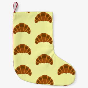 Petite Chaussette De Noël Amoureux de Croissants Jaune Clair France Cuisine