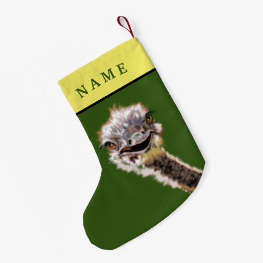 Petite Chaussette De Noël Amusant Ostrich Noël Stocker avec nom personnalisé (Dos (Accrochage))