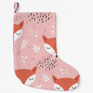 Petite Chaussette De Noël Amusement Fox : Motif de forêt mignon