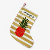 Petite Chaussette De Noël Ananas de Noël dans les rayures rouges de vert et (Devant (Accrochage))