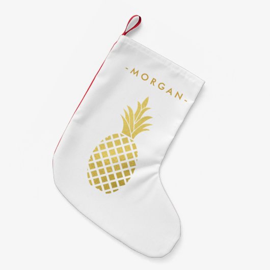 Petite Chaussette De Noël Ananas élégant d'or pour Noël (Devant (Accrochage))