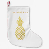 Petite Chaussette De Noël Ananas élégant d'or pour Noël (Devant)