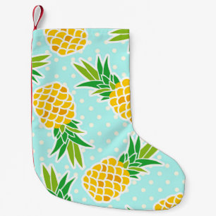 Petite Chaussette De Noël Ananas Exotiques : Polka Bleu-Dot Amusant.