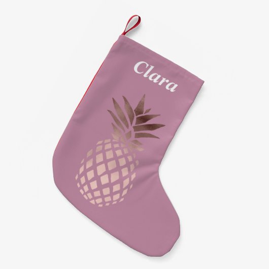 Petite Chaussette De Noël ananas tropical de poussin d'or rose élégant (Devant (Accrochage))