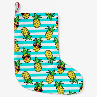Petite Chaussette De Noël Ananas Tropical : Motif de lunettes de soleil Retr