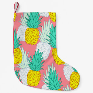 Petite Chaussette De Noël Ananas Tropical : Rouge Cartoon Chic.