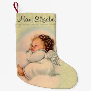 Petite Chaussette De Noël Ange personnalisé de sommeil en nuage