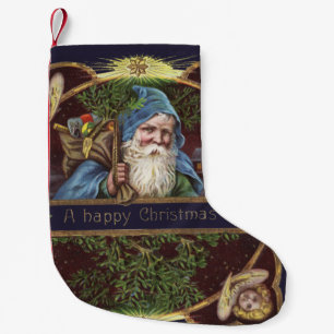 Petite Chaussette De Noël Anges victoriens de Noël Bleu Art Vintage de Noël