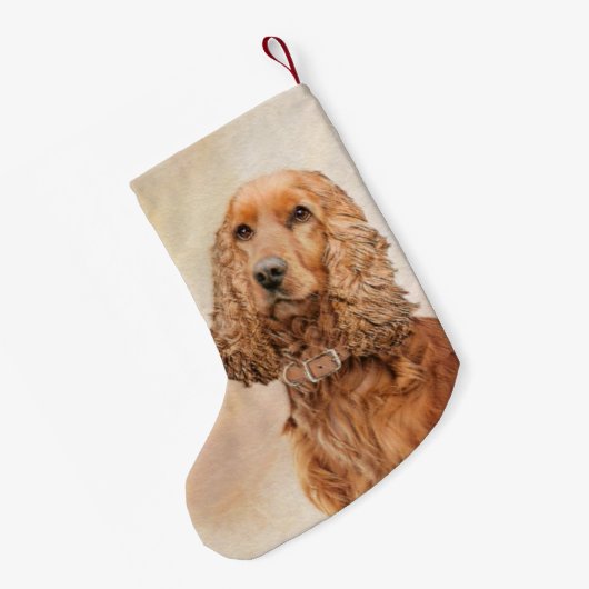 Petite Chaussette De Noël Anglais Cocker Peinture Espagnole - Art Chien orig (Dos (Accrochage))