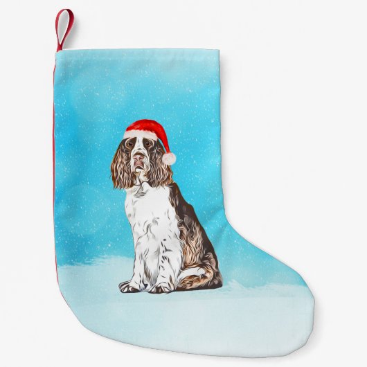 Petite Chaussette De Noël Anglais Springer Spaniel Chien En Casquette Noël N (Devant)