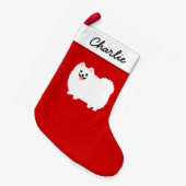 Petite Chaussette De Noël Angliche pelucheuse de Pomeranian de chien blanc (Devant (Accrochage))