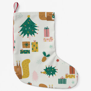 Petite Chaussette De Noël Animaux de la forêt de Noël : Vibe Vintage