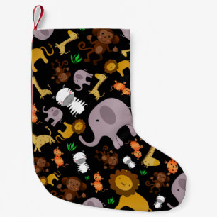 Petite Chaussette De Noël Animaux noirs de safari de jungle