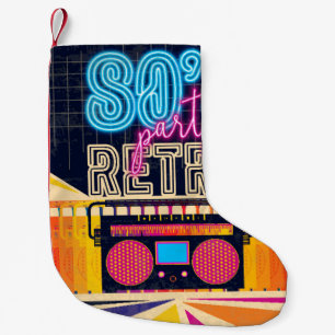 Petite Chaussette De Noël années 80, soirée musicale rétro. Affiche de style