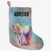 Petite Chaussette De Noël Aqua Sparkle Nom de la licorne (Devant)