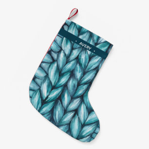 Petite Chaussette De Noël Aquarelle à nappes bleu personnalisé