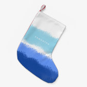 Petite Chaussette De Noël Aquarelle Abstraite moderne tons bleus (Devant (Accrochage))