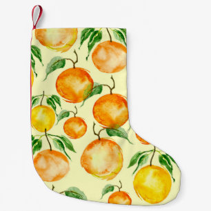 Petite Chaussette De Noël Aquarelle agrumes, motif tropical.