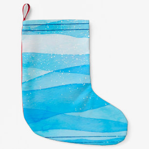 Petite Chaussette De Noël Aquarelle bleu arrière - plan